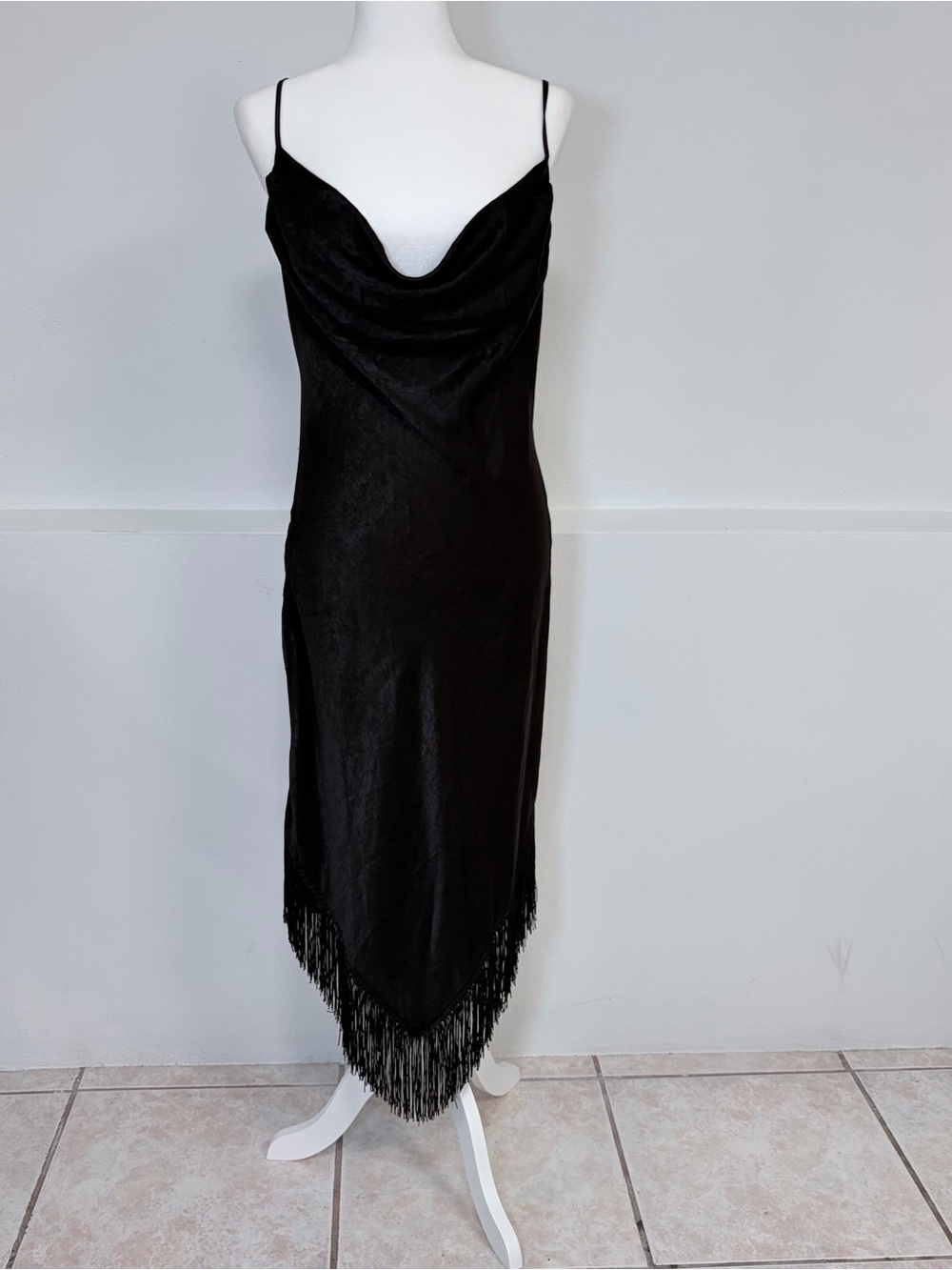 THIRTY/THIRTY L.A. Black Velvet Evening Slip Dress - Size L